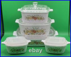 Vintage Corning Ware Spice Of Life LOT of 5 With Lids L'Echalote La Marjolaine