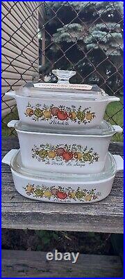 Vintage Corning Ware Spice Of Life Set 6 Pieces With Lids Exceptional Condition