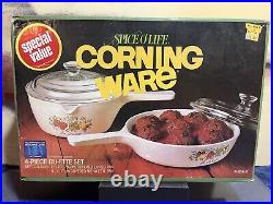 Vintage Corning Ware Spice o Life 4 Piece Du-Ette Set New in Box Sealed P-839-8