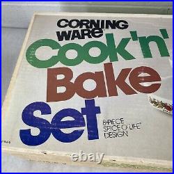 Vintage Corning Ware Spice o' Life Cook'N' Bake Set 8 Pc NOS New A-418-8-S