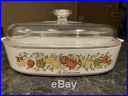 Vintage Corning Ware Spice of Life 2 qt Casserole Dish Le Romarin Glass Lid