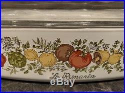 Vintage Corning Ware Spice of Life 2 qt Casserole Dish Le Romarin Glass Lid