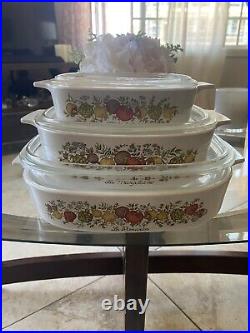 Vintage Corning Ware Spice of Life 3 Piece Set dishes and Lids