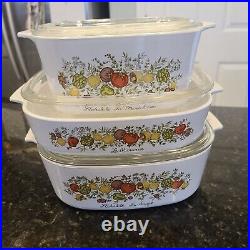 Vintage Corning Ware Spice of Life Casserole Baking Dishes With Lids, Set Of 6