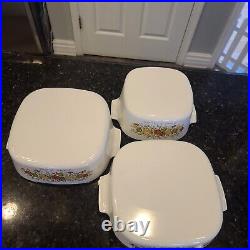 Vintage Corning Ware Spice of Life Casserole Baking Dishes With Lids, Set Of 6