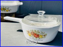 Vintage Corning Ware Spice of Life Set Lot of 5 Pieces Casserole Pans & All Lids