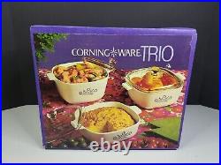 Vintage Corning Ware Trio Blue Cornflower 6-Piece Casserole Dish Set Rare