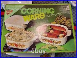 Vintage Corning Ware UNOPENED In The Boxes! Saucepan Trio And Menu-Ette Set