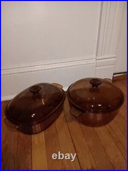 Vintage Corning Ware Visions Amber Glass Pyrex 12Piece Cookware Pot Set w 5 Lids