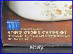 Vintage Corning Ware Wildflower 6 Piece Starter Set, Sealed, New Old Stock
