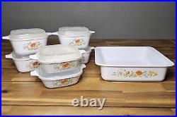 Vintage Corning Ware Wildflower Baking Dishes Open Roaster Casserole 13 Pieces