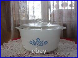 Vintage Corning Ware cornflower blue N5B 5 qt round casserole w lid EUC RARE