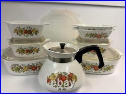 Vintage Corning Ware lot Spice of Life Very Nice Pyrex casserole, tea pot