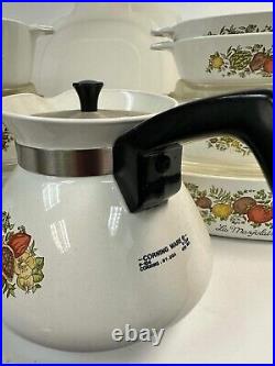 Vintage Corning Ware lot Spice of Life Very Nice Pyrex casserole, tea pot