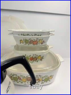 Vintage Corning Ware lot Spice of Life Very Nice Pyrex casserole, tea pot