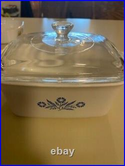 Vintage Corning Ware set w lids Blue Cornflower, L'Echalote, Le Persil batch 8