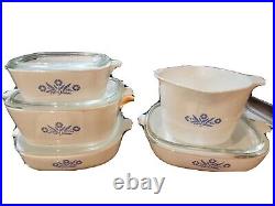 Vintage Corningware 9 Piece Bake Ware Blue Cornflower Pyroceram Cookware Lot