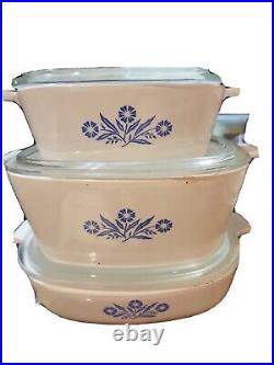 Vintage Corningware 9 Piece Bake Ware Blue Cornflower Pyroceram Cookware Lot