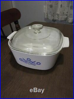 Vintage Corningware Blue Cornflower 3 Quart Casserole Dish With Pyrex Lid A-3-B