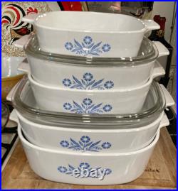 Vintage Corningware Blue Cornflower Pyrex 5 Piece Baking Dish Set