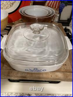 Vintage Corningware Blue Cornflower Pyrex 5 Piece Baking Dish Set