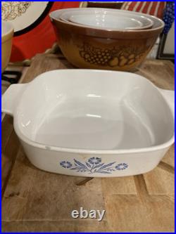 Vintage Corningware Blue Cornflower Pyrex 5 Piece Baking Dish Set