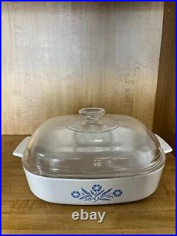 Vintage Corningware Blue Flower Casserole Dish and Lid