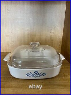 Vintage Corningware Blue Flower Casserole Dish and Lid