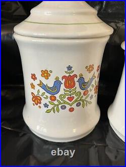 Vintage Corningware Country Festival Blue Bird canister set