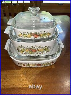 Vintage Corningware Spice Of Life Set Of Three-All With Lids