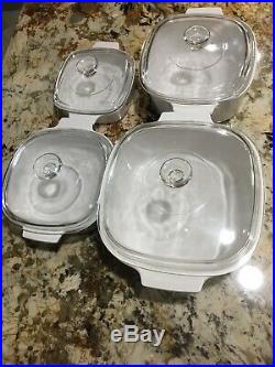 Vintage Hard To Find Rare CORNING WARE ABUNDANCE SET OF 8 CASSEROLE WithPyrex Lids