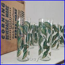 Vintage MCM Set of 8 Corning Beverage Ware Green Mint Mojito Highball Glasses