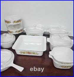 Vintage Original (French Wording) Spice Of Life Corning Ware Set Of 10