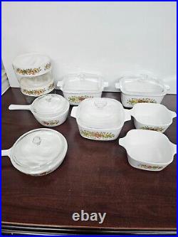 Vintage Original (French Wording) Spice Of Life Corning Ware Set Of 10