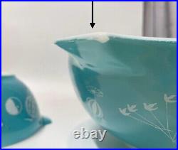 Vintage PYREX Hot Air Balloons Turquoise CHIP & DIP Set 441/444 AS IS FLAWS