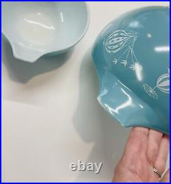 Vintage PYREX Hot Air Balloons Turquoise CHIP & DIP Set 441/444 AS IS FLAWS