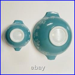 Vintage PYREX Hot Air Balloons Turquoise CHIP & DIP Set 441/444 AS IS FLAWS