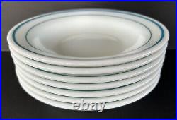 Vintage PYREX Pasta Bowls 9 1/8 Set of 7 White Blue Rim Corning