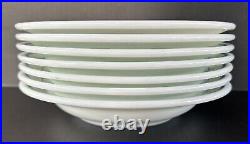 Vintage PYREX Pasta Bowls 9 1/8 Set of 7 White Blue Rim Corning