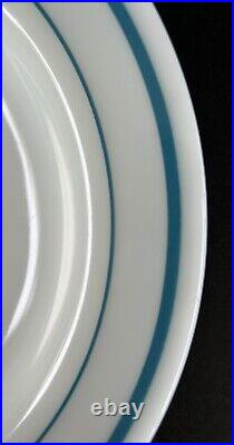 Vintage PYREX Pasta Bowls 9 1/8 Set of 7 White Blue Rim Corning