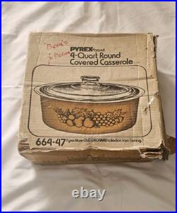 Vintage Pyrex BIG BERTHA 664 Old Orchard Gold/Brown 4 Qt 4L Casserole Dish withLid Vintage Pyrex BIG BERTHA 664 Old Orchard Gold/Brown 4 Qt 4L Casserole Dish withLid