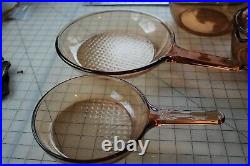 Vintage Pyrex Corning Ware Vision Amber Glass Cookware Pots Fry 10 Piece Set Lot