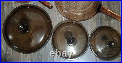 Vintage Pyrex Corning Ware Vision Amber all Glass Cookware Pots 8 Piece Set Lot