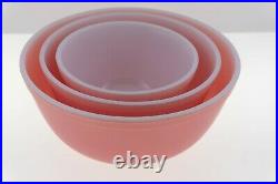 Vintage Pyrex Flamingo PINK Matte 3 Mixing Bowl Set Corning 401 / 402 / 403 Nice