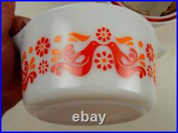 Vintage Pyrex Friendship 3pc Casserole Set 473 474 475 Bowls NOS / Lids CHIPPED