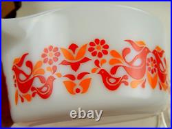 Vintage Pyrex Friendship 3pc Casserole Set 473 474 475 Bowls NOS / Lids CHIPPED