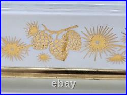 Vintage Pyrex Golden Pine Cone 2 Qt Space Saver Casserole Dish 575 Lid & Cradle