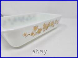 Vintage Pyrex Golden Pine Cone 2 Qt Space Saver Casserole Dish 575 Lid & Cradle