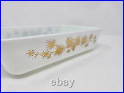 Vintage Pyrex Golden Pine Cone 2 Qt Space Saver Casserole Dish 575 Lid & Cradle