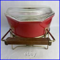 Vintage Pyrex Golden Poinsettia Casserole Lid Sterno Cradle 045 2-1/2 Quart